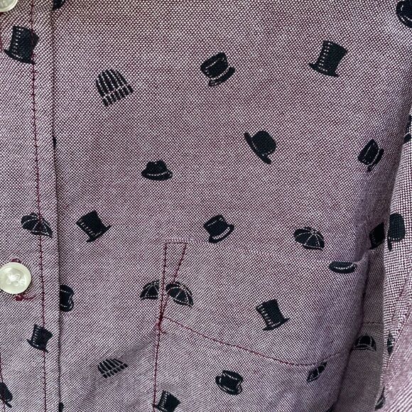 Ben Sherman Short Sleeve Oxford Shirt - Top Hat & Beanie Print, Port Royale Med - Picture 8 of 8